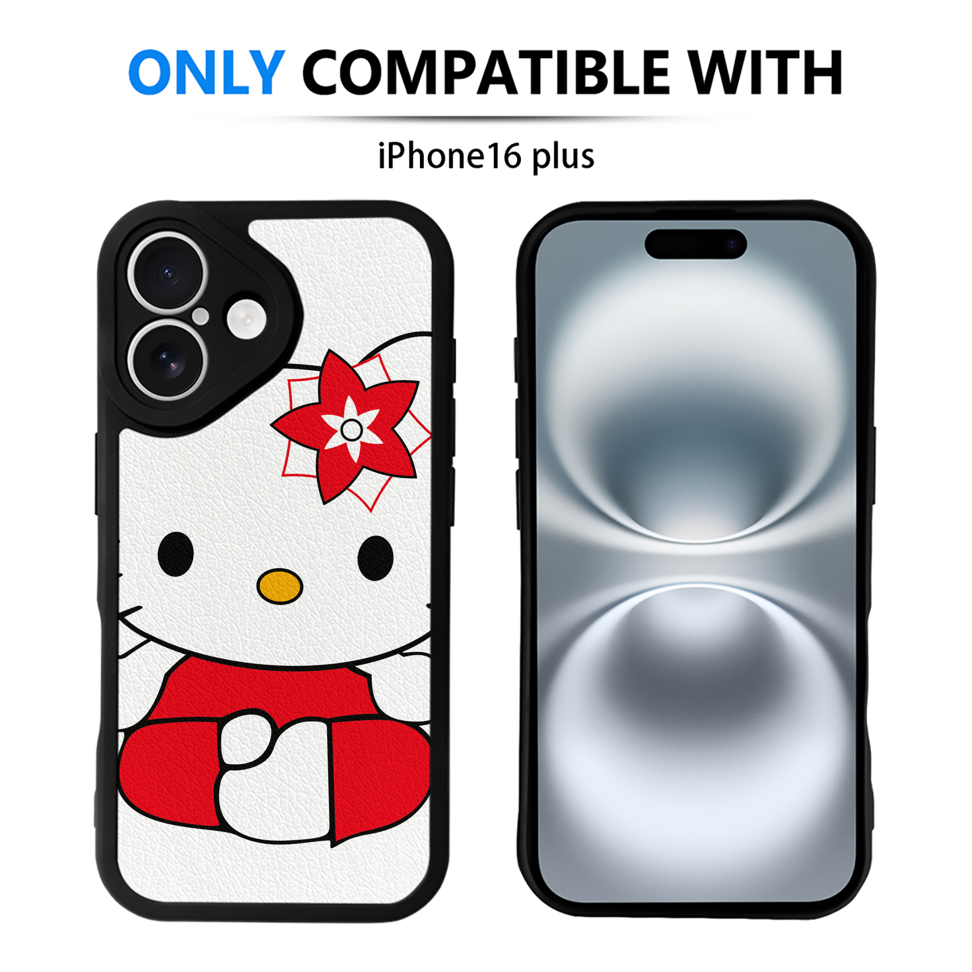（画像用） Hello Kitty ハローキティ 【iPhone 16シリーズ対応】シリコンスマホケース（レザー調） 材質：シリコン